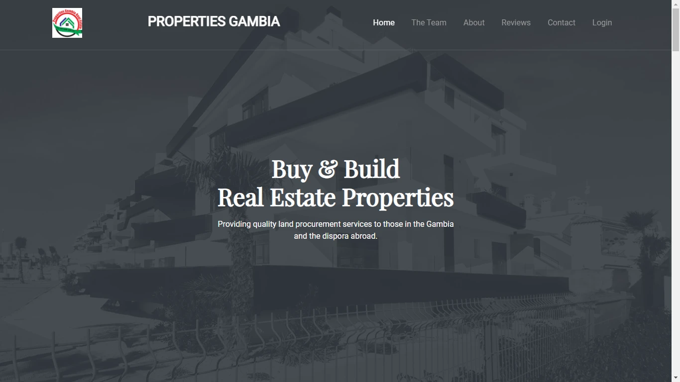 Properties Gambia Real Estate — homepage preview
